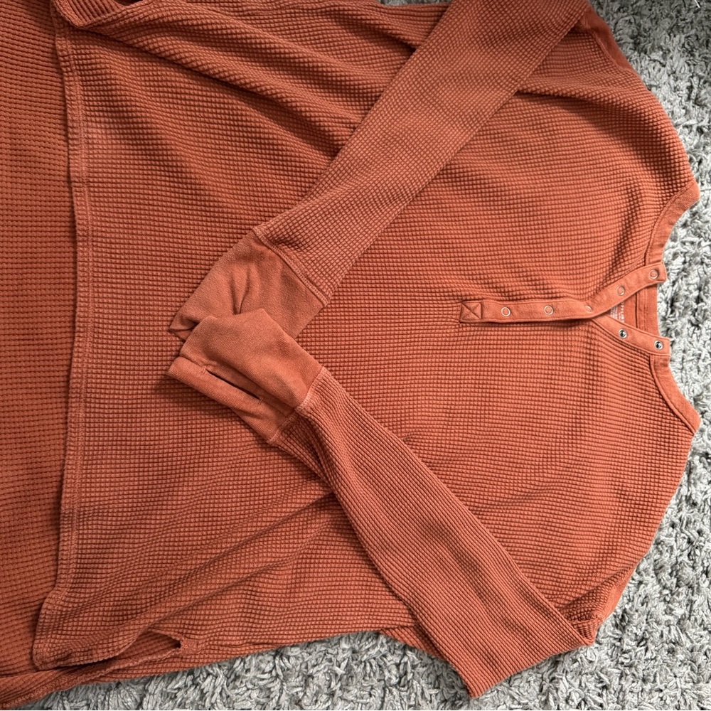 Women's Orange Waffle Knit Cardigan